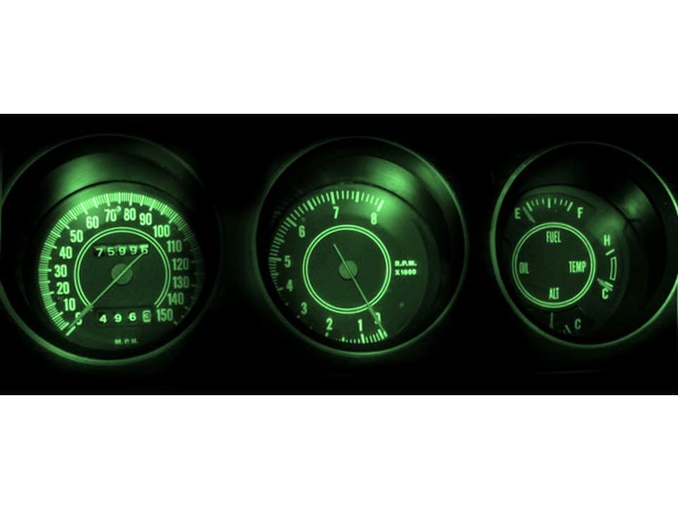 MP-Tbird-UB-AMB-GRN 1975 Thunderbird Ultra Bright Green LED Gauge Light Kit